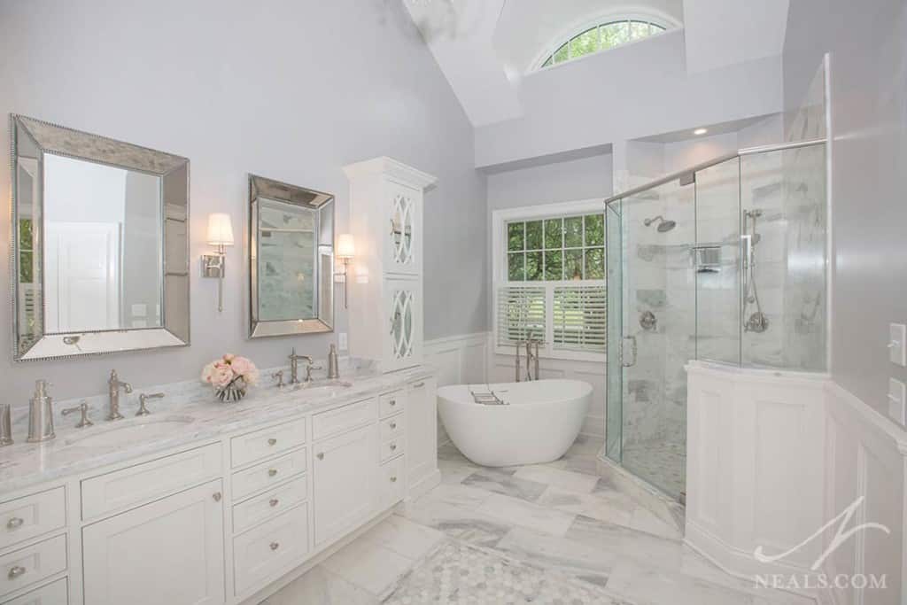 Classic White Master Bath Neals Design Remodel